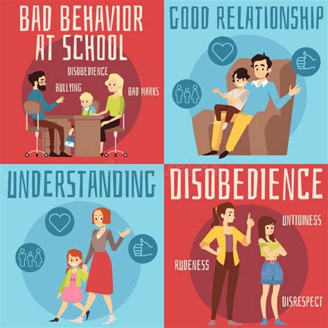 Posters With Image Of Conflict And Happy Relationships Between Parent