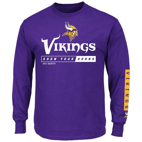 Minnesota Vikings Majestic Big And Tall Primary Receiver Long Sleeve T