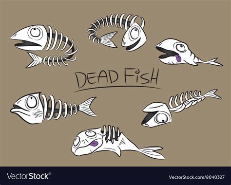 Dead Fish Bones Royalty Free Vector Image Vectorstock
