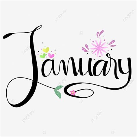 January Clipart Transparent Background January Handlettering Png