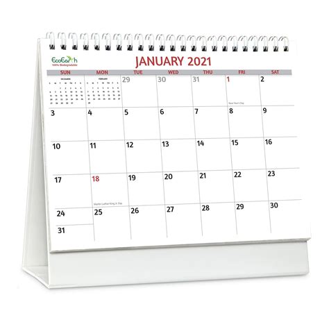 Ecoearth 12 Month Calendar 2022 Classic 8x6 Standing Desk Calendar