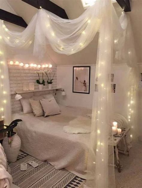 Mood lighting to create a relaxing or romantic atmosphere is also appropriate in this area if you have decorated your bedroom in neutral colors and bright white, then nickel is a great choice as it will add to the light in the room and ensure. 35 Fantastic Led String Lights Decor Girls Bedroom