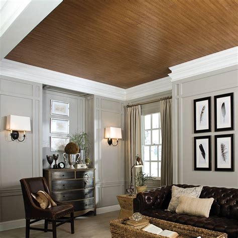 Unappealing Ceiling Cover It Up With Wood Look Planks