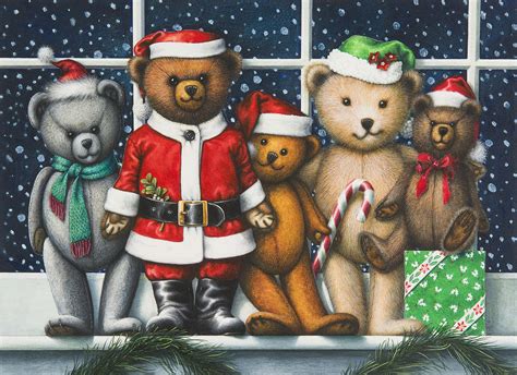 Christmas Teddies Painting By Lynn Bywaters Fine Art America