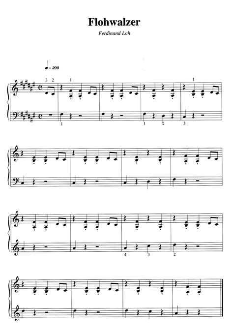 Klvier weiße tasten beschriften : klaviernoten für den flohwalzer (Noten, Klavier)