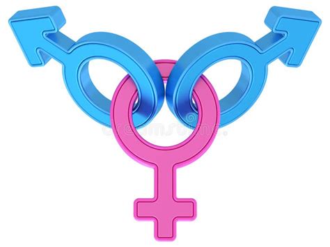 Female And Two Male Gender Symbols Chained Together On White Stock Illustration Illustration