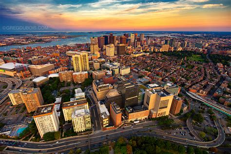 Aerial View Of Boston Skyline At Sunset From Helicopter Wi Flickr