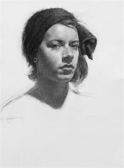Self Portrait By Lis Andersen Charcoal Hein Academy Of