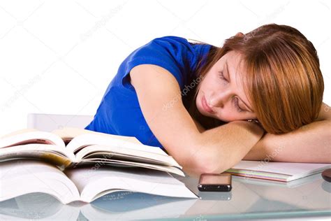 College Student Sleeping On Her Desk — Stock Photo © Mdilsiz 2745826