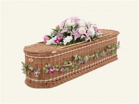Curved End Cream Band Willow Coffin Wicker Willow Coffins Casket
