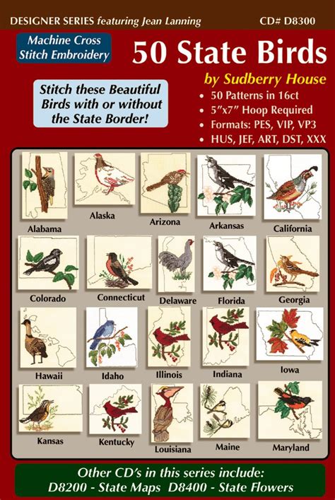 Start studying state birds and flowers. Sudberry House - Machine Cross Stitch Embroidery