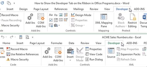 How To Show The Developer Tab On The Ribbon In Office Programs