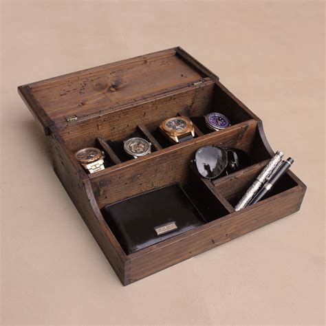 personalized men s valet and watch box holds 4 watches wood watch box mens valet mens