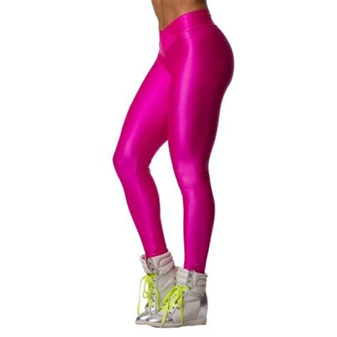 Fashion Neon High V Waist Stretch Skinny Shiny Spandex Leggings Pants