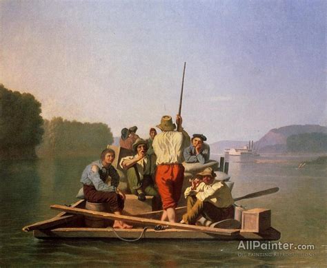 George Caleb Bingham Lighter Relieving The Steamboat Aground Oil Painting Reproductions For Sale