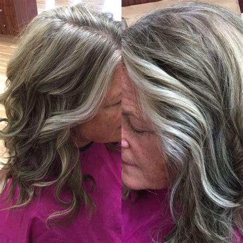 Incredible Before And After Coloring Blending Gray Hair Gray Hair Highlights Gray Hair