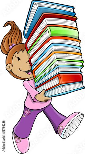Girl Student Carrying Books Vector Illustration Stock Image And