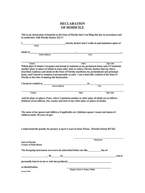 Declaration Of Domicile Manatee County Fill Online Printable