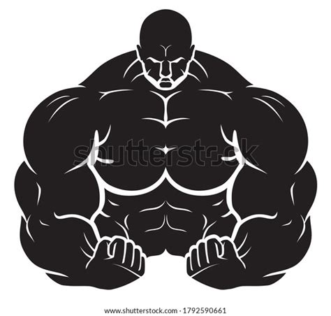 Body Builder Silhouette Massive Muscle Flex Stock Vector Royalty Free