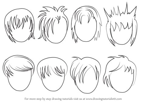 Learn How To Draw Anime Hair Male Hair Step By Step Drawing Tutorials