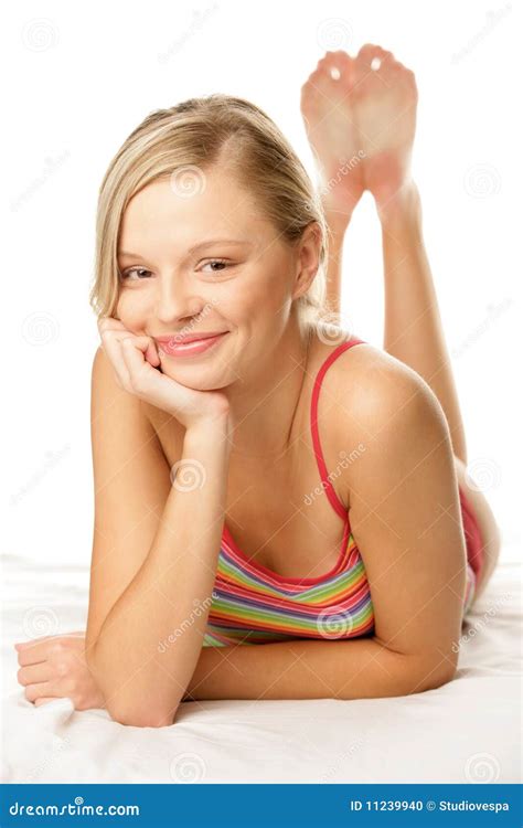 Woman Lying Down On Stomach Stock Photo Image 11239940