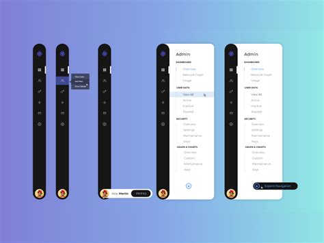 Side Admin Navigation Bar App Interface Design Sidebar Design