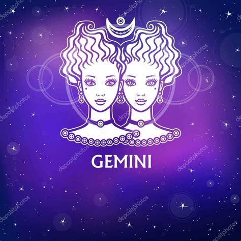 Zodiac Sign Gemini Fantastic Princess Animation Portrait White