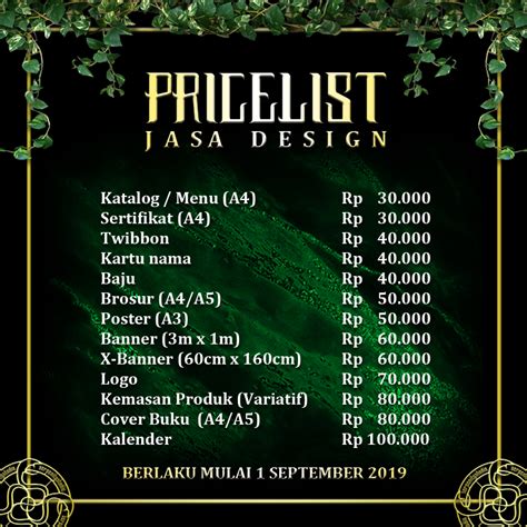 Contoh Desain Price List Koleksi Gambar