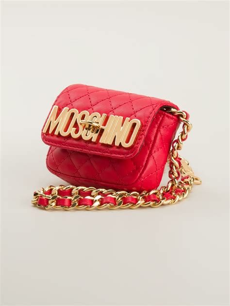 Lyst Moschino Mini Quilted Cross Body Bag In Red