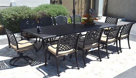 Nassau 10 Person Cast Aluminum Patio Dining Set Rectangle Outdoor Table