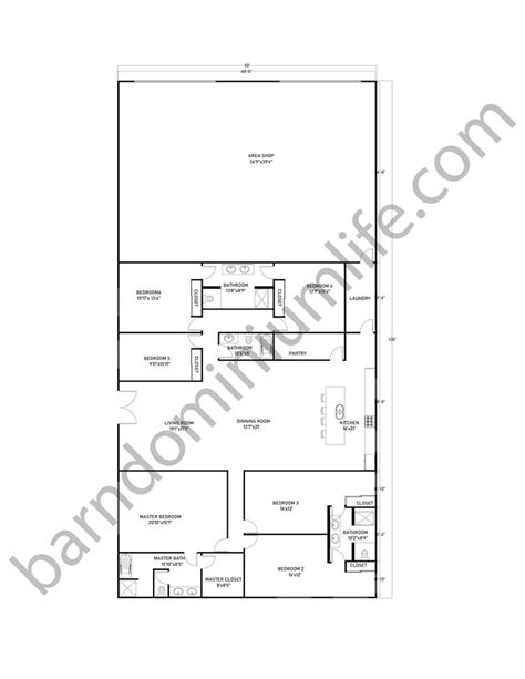 50x100 Barndominium Floor Plans With Shop 8 Expansive Yet Cozy