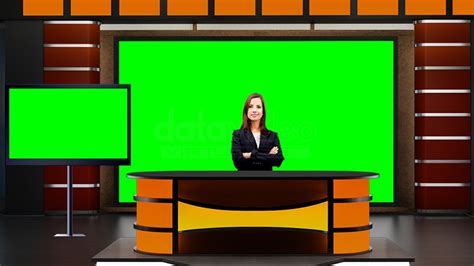 News 045 Tv Studio Set Virtual Green Screen Background Psd Datavideo
