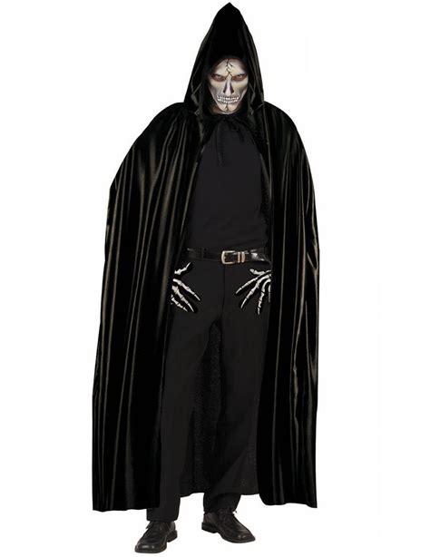 Capa Negra Con Capucha Adulto Halloween Accesoriosy Disfraces