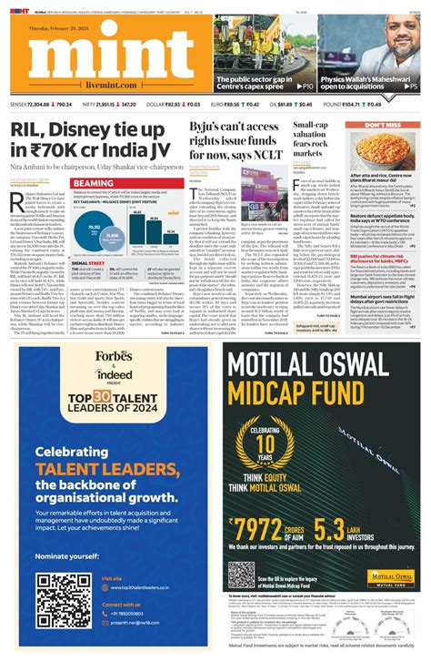 Mint Mumbai February 29 2024 Newspaper Get Your Digital Subscription