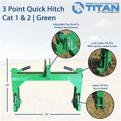 Green 3 Point Quick Hitch Adapter Cat 1 And 2 For Tractor Fits John