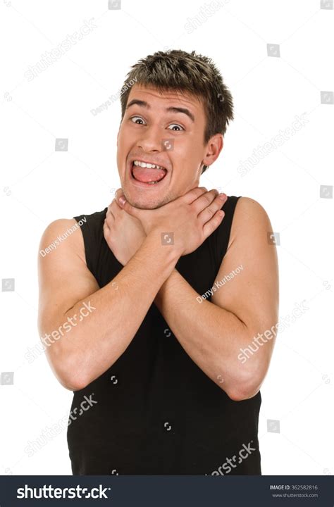 Man Shows Sign Asphyxiation Stock Photo Shutterstock