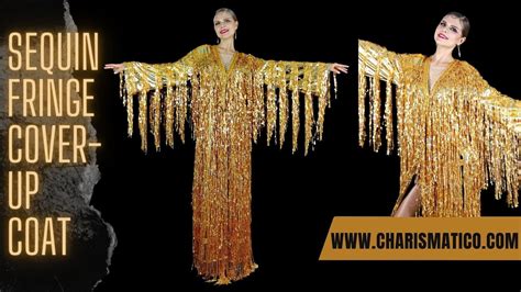 Charismatico Stunning Gold Sequin Fringe Drag Queen Cover Up Gown Or