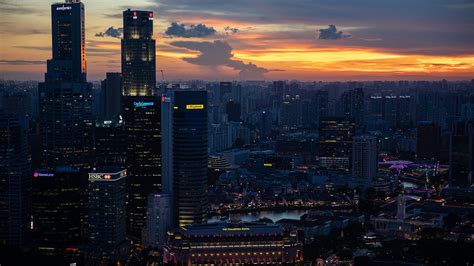 1080p Sunset Evening Singapore The Fullerton Hotel Sky