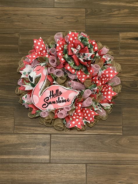 Summer Pink Flamingo Wreath By Kenyaskraftroom On Etsy Summer Pink