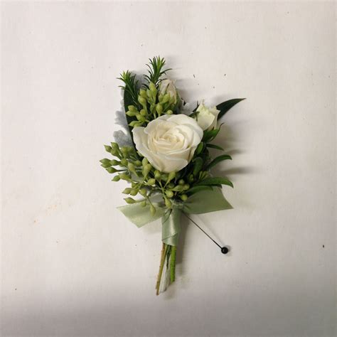 Simple Spray Rose Boutonnière With Greenery Fleurie Flower Studio