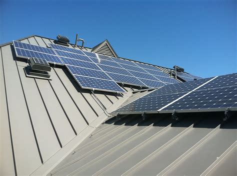 Solar Panels Installed On Standing Seam Metal Roof