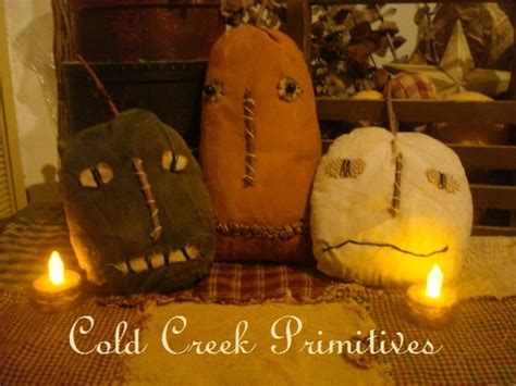 Primitive Pumpkins Folk Art Jack O Lanterns Set Of 3 Etsy