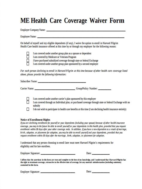 These forms should be used when you as the employer offer voluntary or contributory life insurance (no disability). FREE 6+ Health Care Exemption Forms in PDF