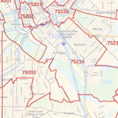 Dallas County Texas Zip Codes Map