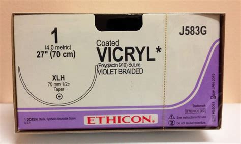 Ethicon J583g Coated Vicryl Suture Taper Point Absorbable Xlh 70mm ½