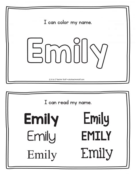 Emily Name Printables For Handwriting Practice A To Z Teacher Stuff