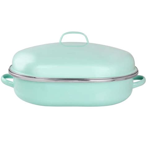 Martha Stewart 18 In 8 Qt Martha Blue Enamel On Steel Oval Roasting