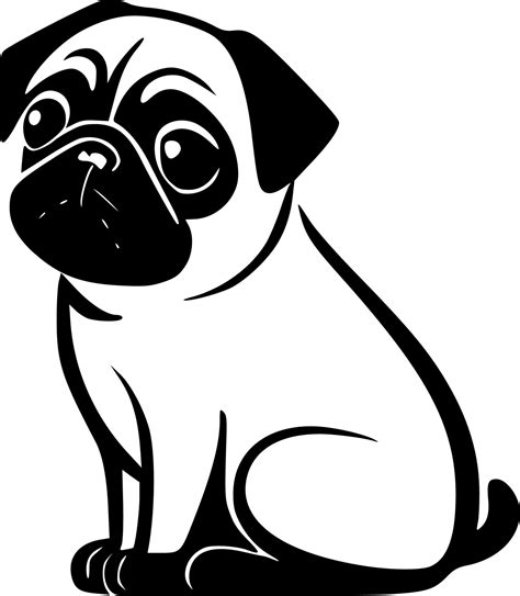 Pug Black And White Vector Illustration 24163350 Vector Art At Vecteezy