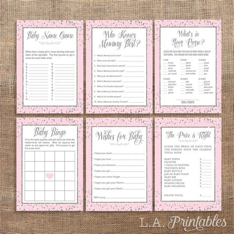 Pink Baby Shower Games Package Six Baby Girl Shower Games Etsy