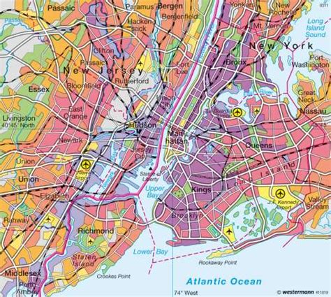 Los angeles (ca), chicago (il), houston (tx), philadelphia (pa), phoenix (az), san antonio (tx). Maps - New York - Population density - Diercke ...